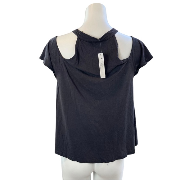 NWT LAmade Open Shoulder Distressed Look Tee T-shirt S Small Gray - Picture 4 of 8